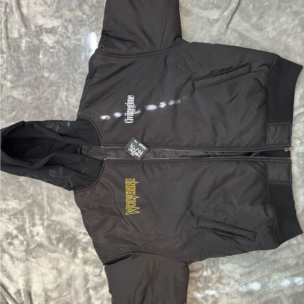 Civil regime x Wolverine Black Jacket with Yellow Embroidered Logo